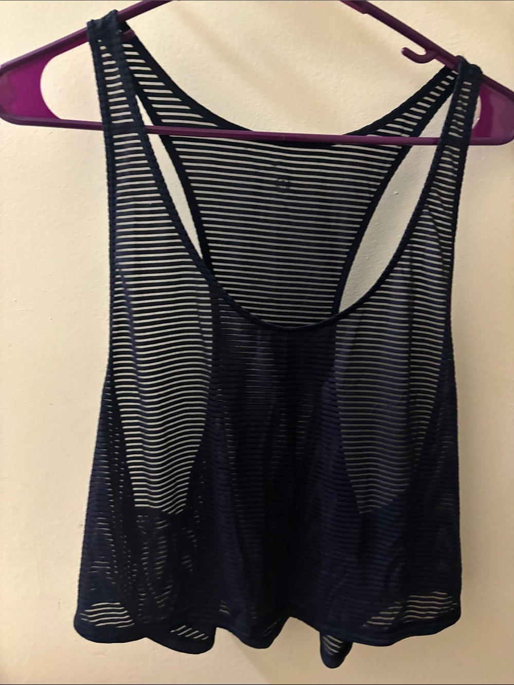lululemon athletica Navy Striped Sheer Racerback Tank